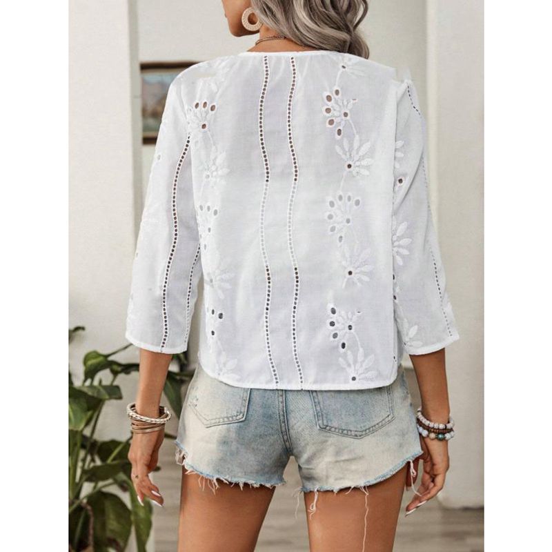 Ladies airy blouse with eyelet embroidery Ivyshape
