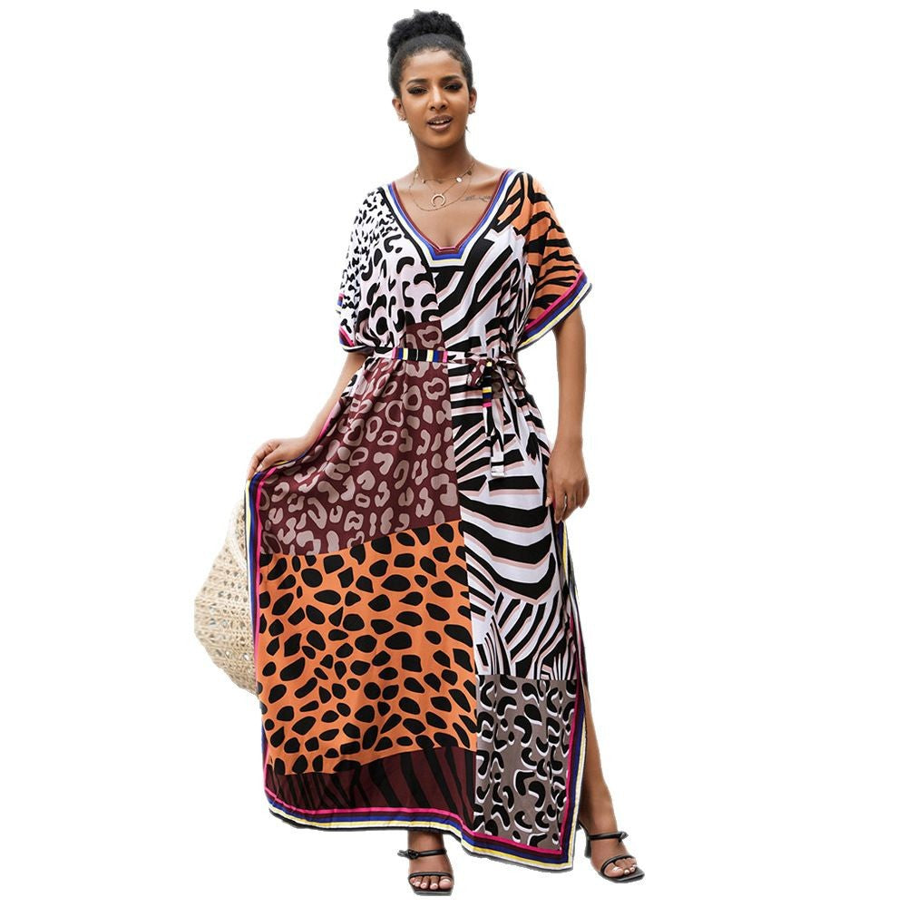 Women's Maxi Dress with Colorful Patchwork Design Ivyshape