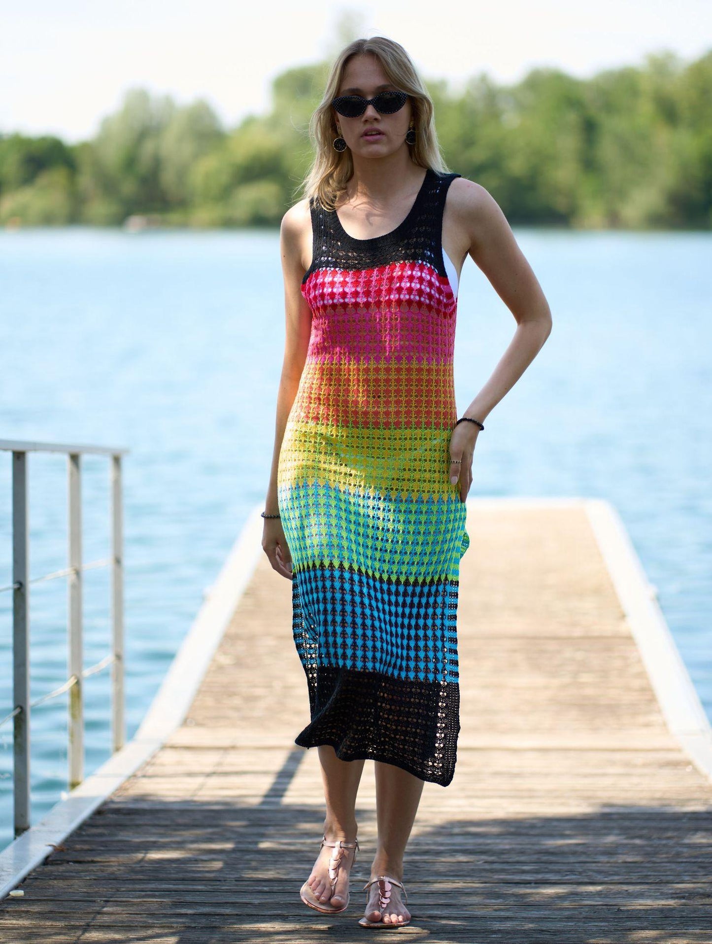 Women's Loose Beach Summer Dress in Colorful Fabric Style Ivyshape