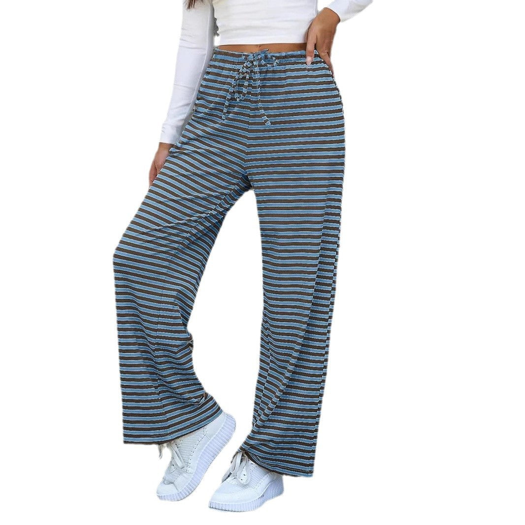Women's High-Waisted Striped Lounge Pants Ivyshape
