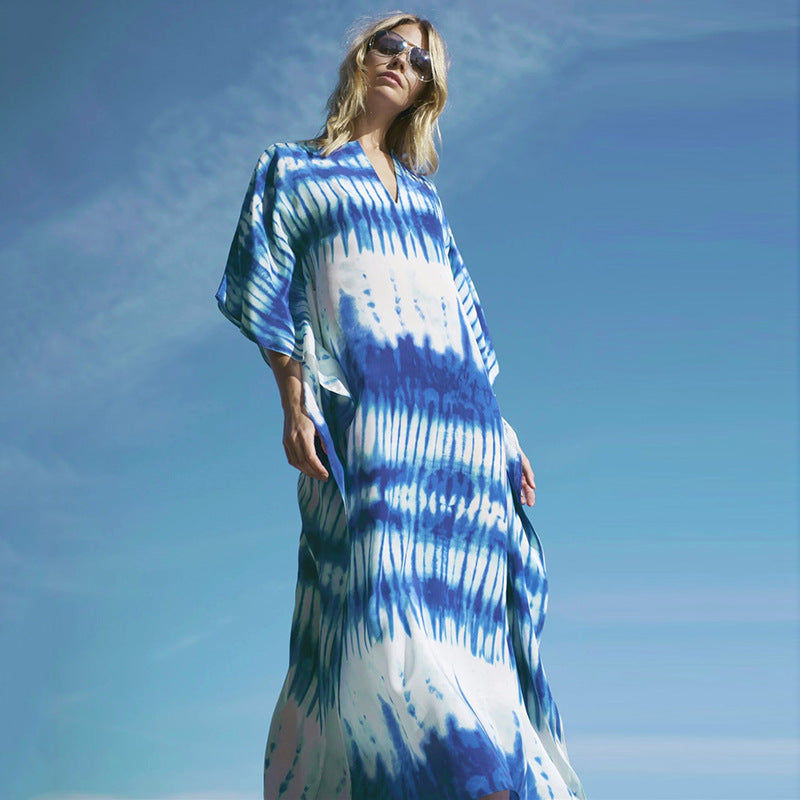 Women's Beach Kaftan with Modern Batik Design Ivyshape
