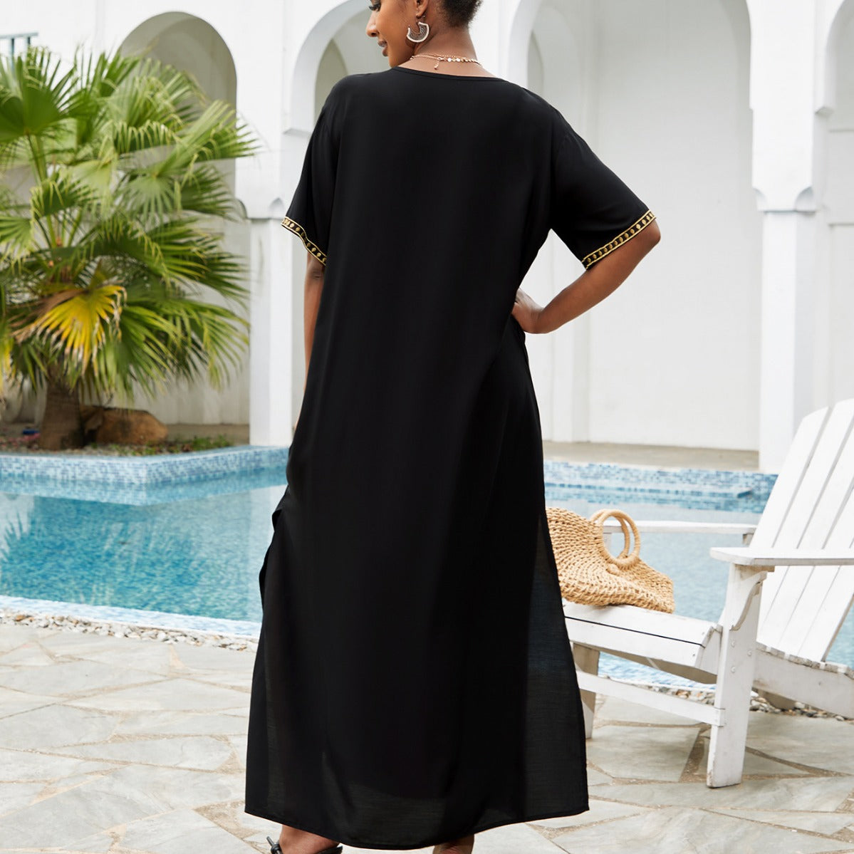 Women's Maxi Dress with elaborate floral embroidered lace Ivyshape