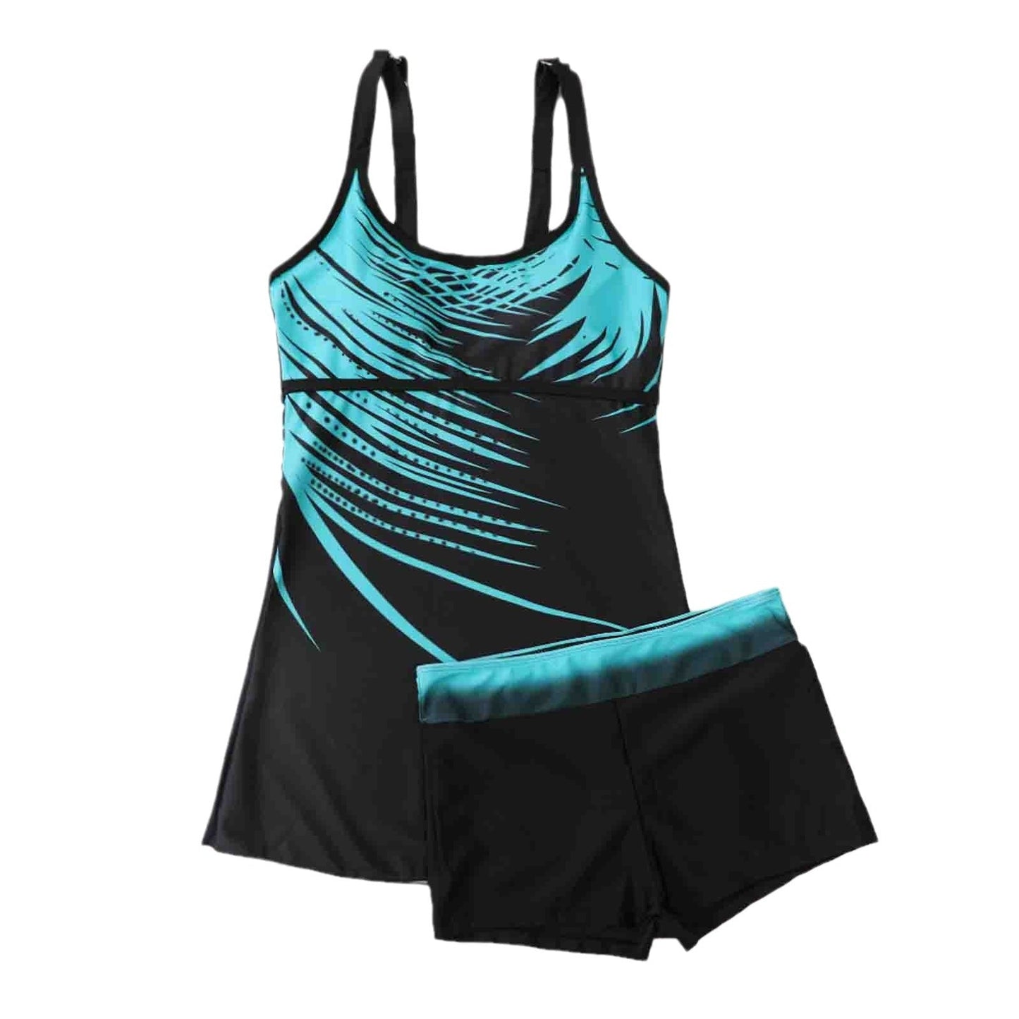 Ladies sporty swimming dress with flowing skirt and integrated shorts Ivyshape