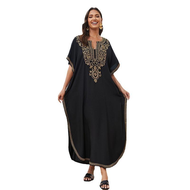 Ladies airy kaftan with intricate embroideries Ivyshape