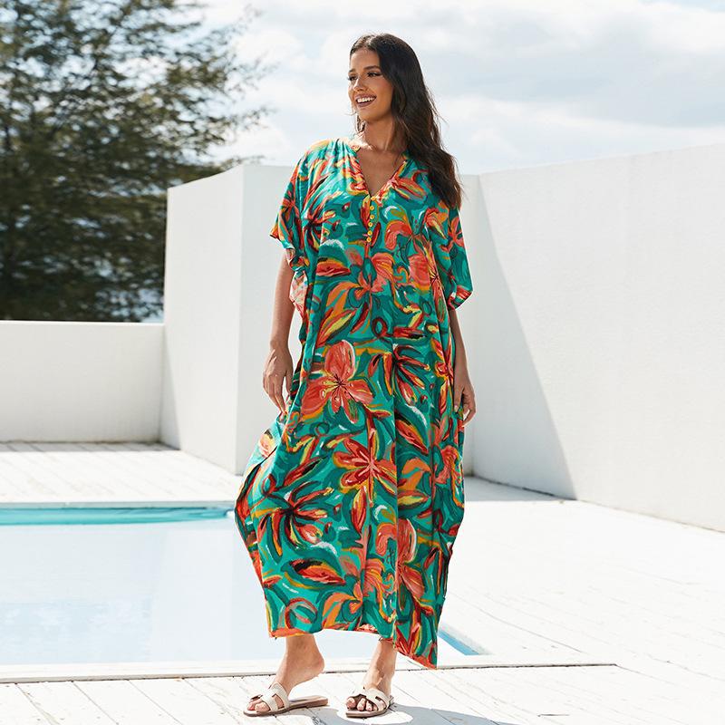 Women's beach dress with floral design and casual fit Ivyshape