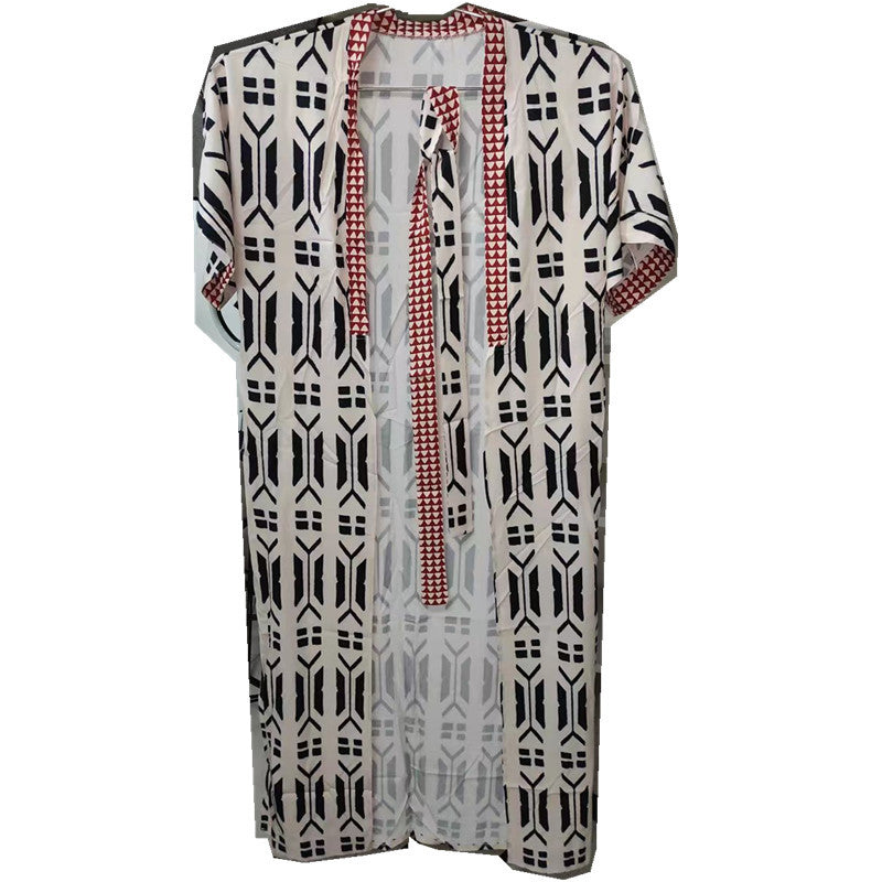 Ladies fashionable kaftan with artistic geometric pattern Ivyshape