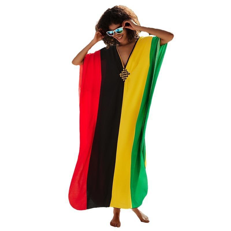 Women's beach kaftan with striking geometric design Ivyshape