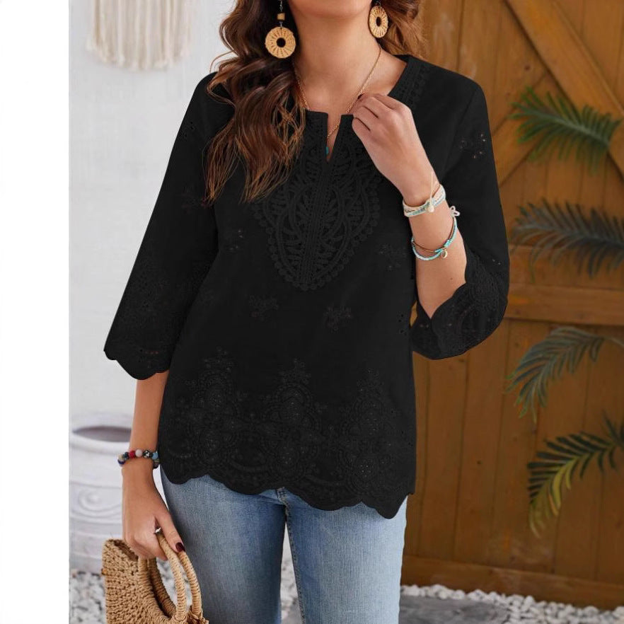 Ladies blouse with intricate embroidery Ivyshape