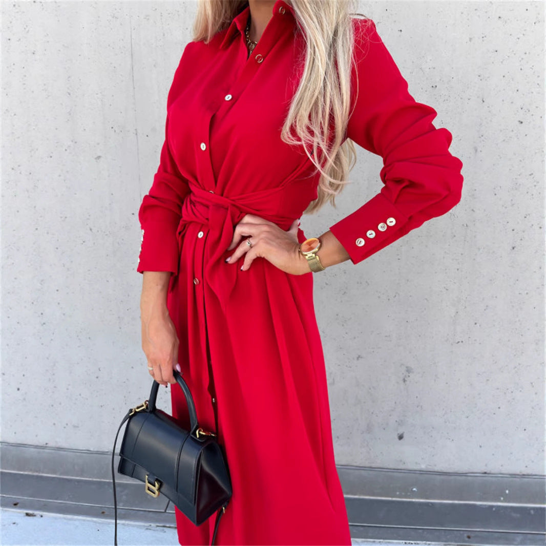 Ladies' shirt dress with fitted belt Ivyshape