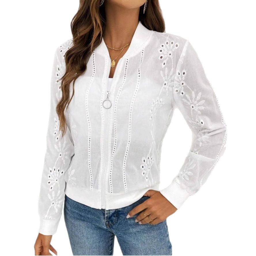 Ladies Embroidered Bomber Jacket Ivyshape