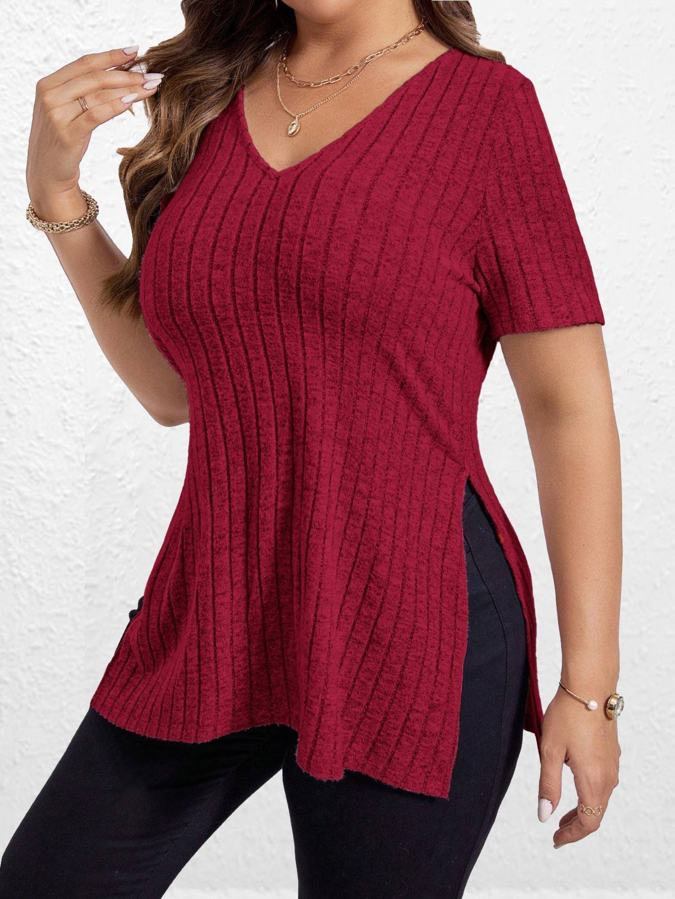 Ladies Structured V-Neck Tunic Top Ivyshape