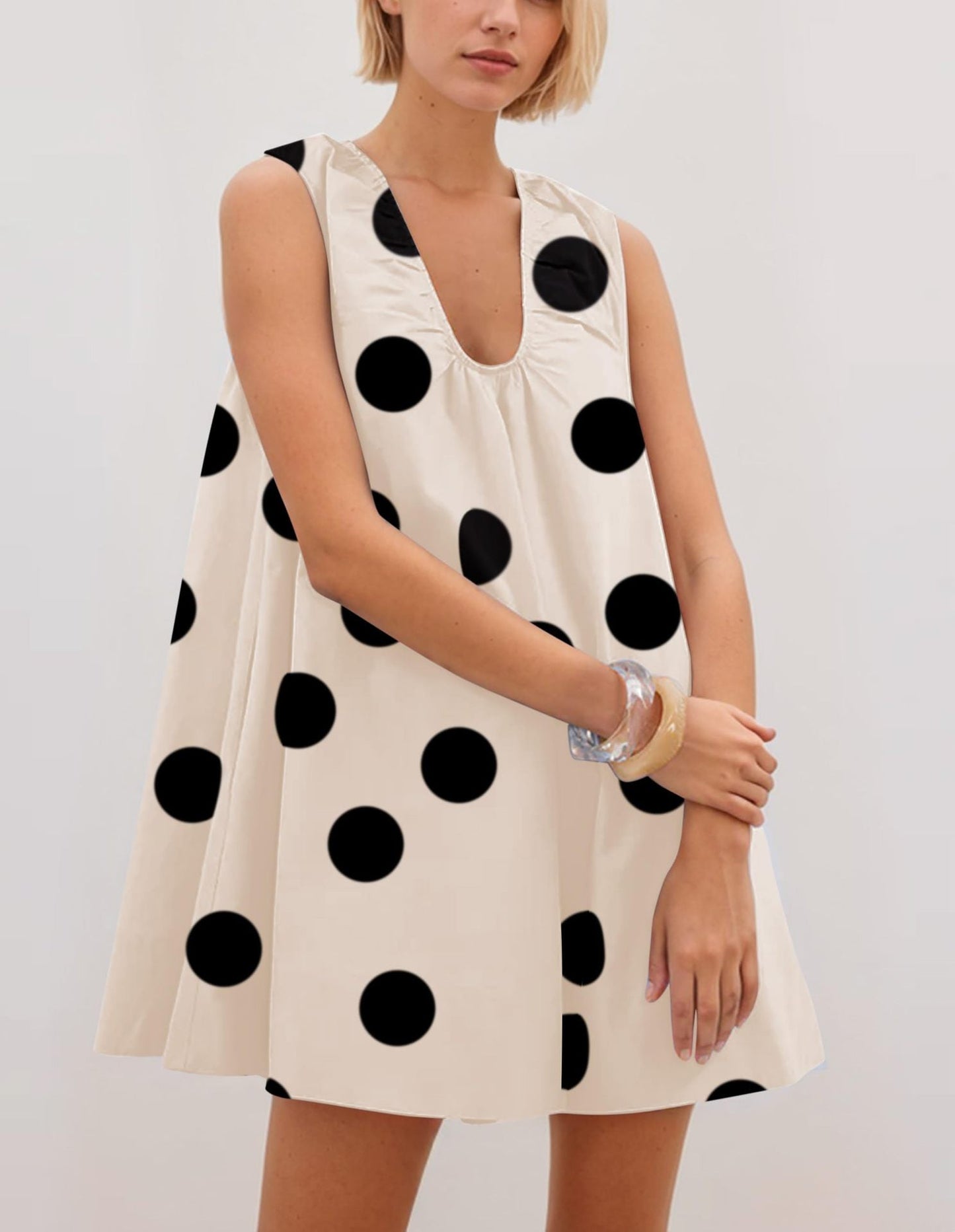Ladies Polka Dot A-Line Dress Ivyshape