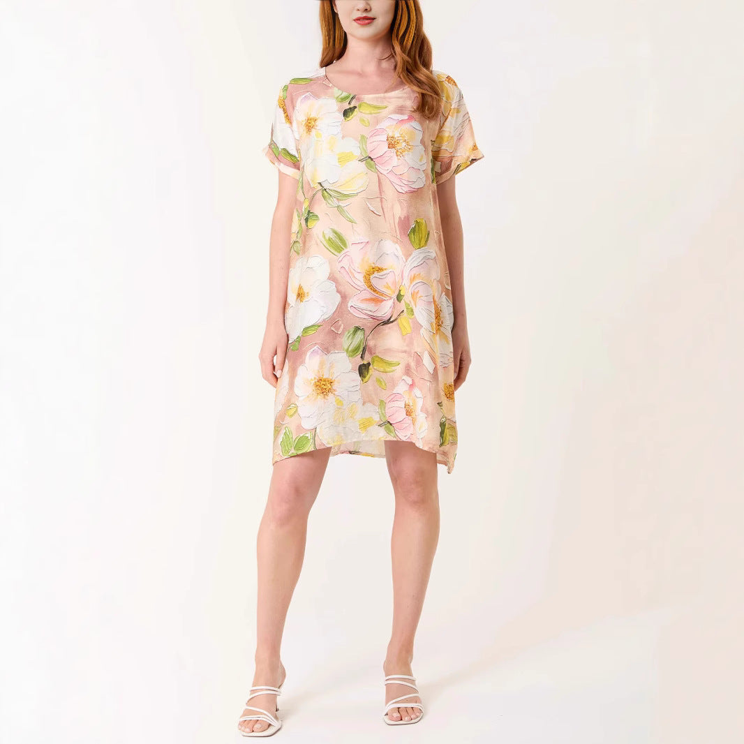 Women Floral Short Sleeve Shift Dress Ivyshape