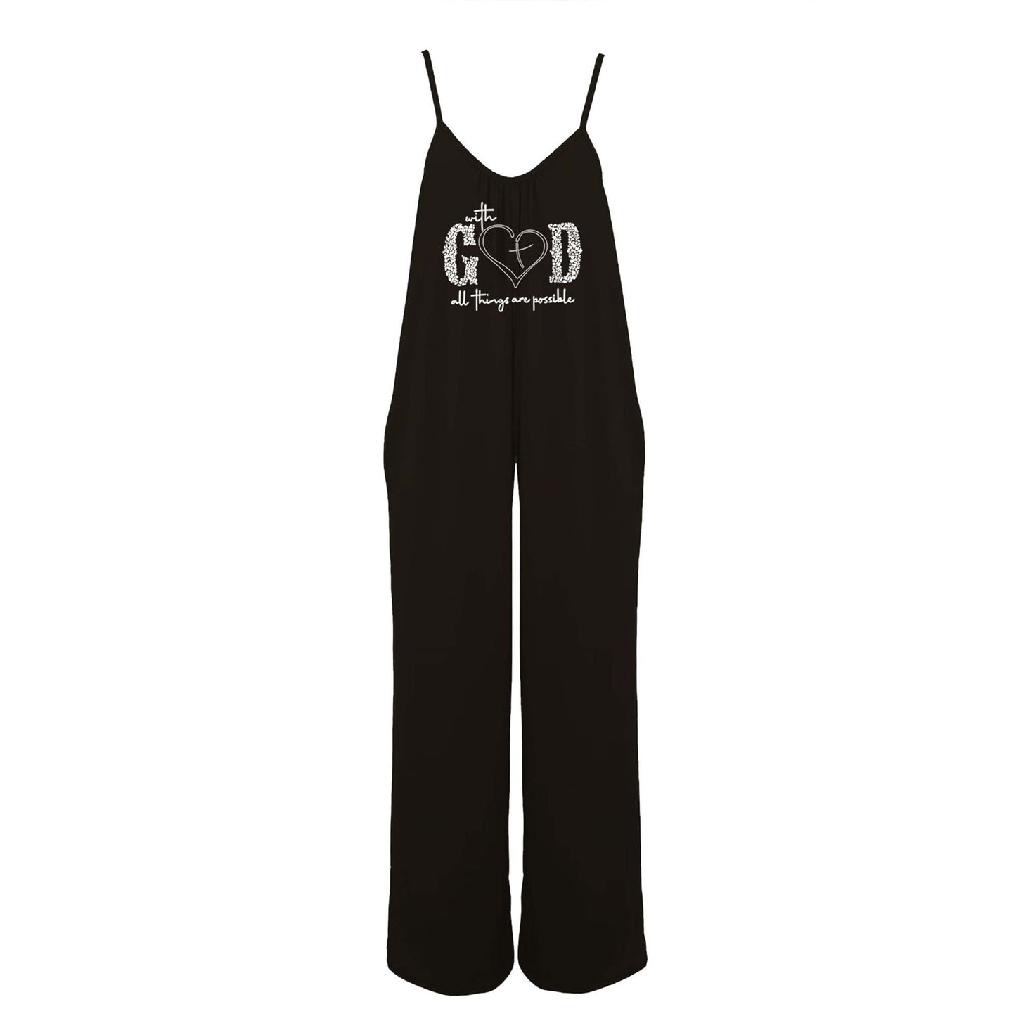 Women's jumpsuit with adjustable straps and motivating print Ivyshape