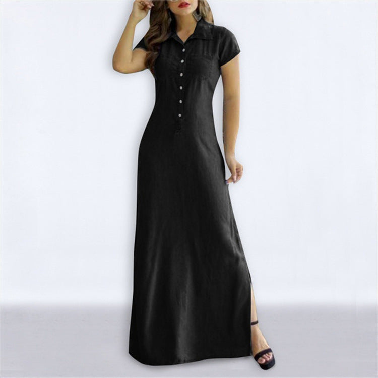 Women's shirt dress with elegant button design and side slit Ivyshape