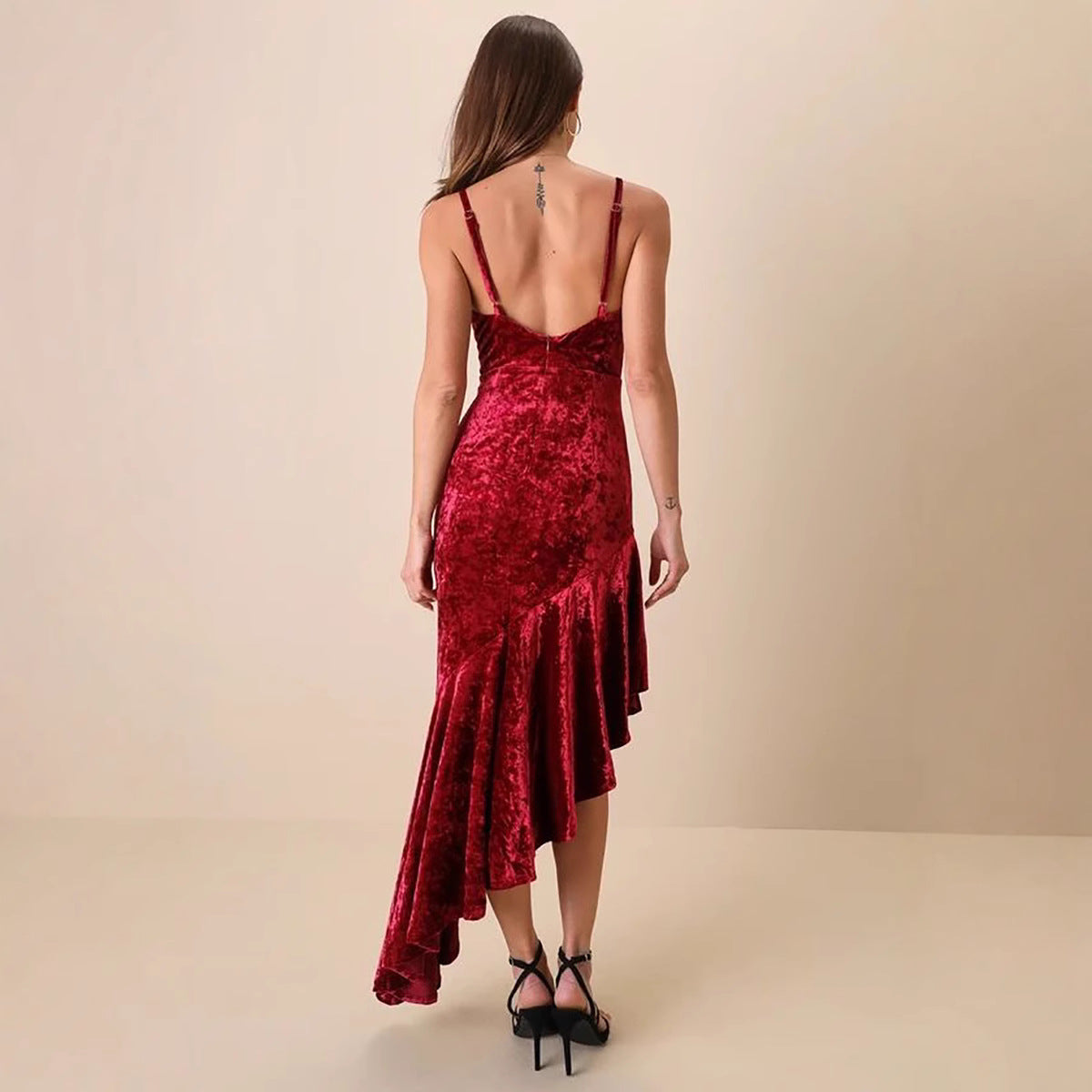 Women's Velvet High-Low Maxi Dress Ivyshape