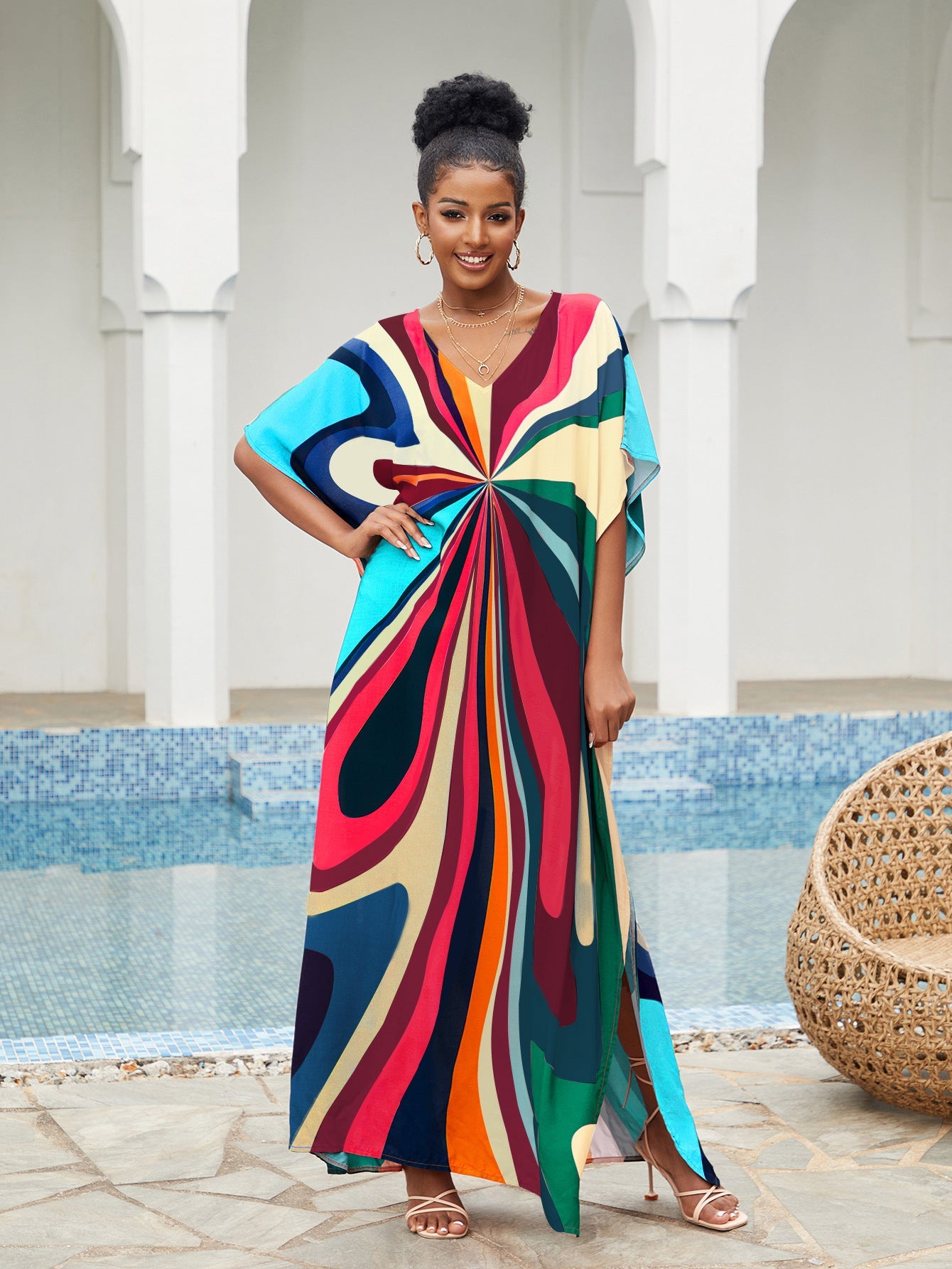 Women’s maxi dress in artistic spiral design Ivyshape