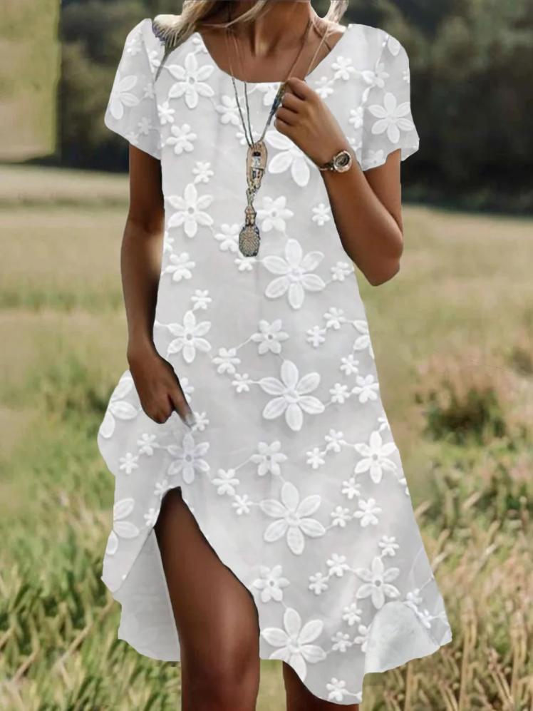 Ladies maxidress with floral embroidery design Ivyshape