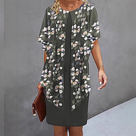 Women's beach dress with floral overlay Ivyshape