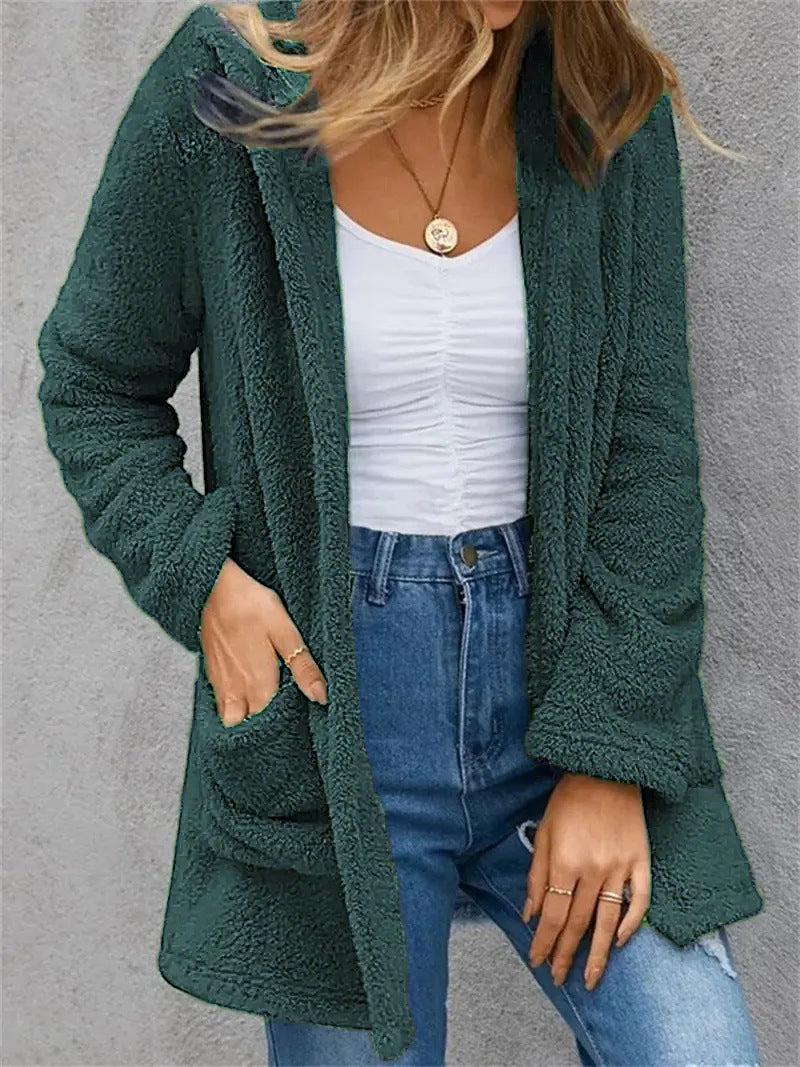 Womens Cozy Fleece Jacket with Spacious Pockets and Casual Fit Ivyshape