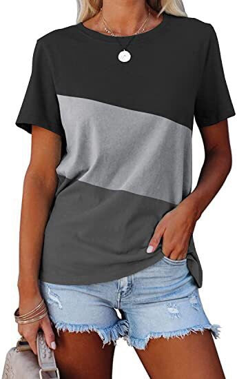 Women's Color Block Casual T-Shirt Ivyshape