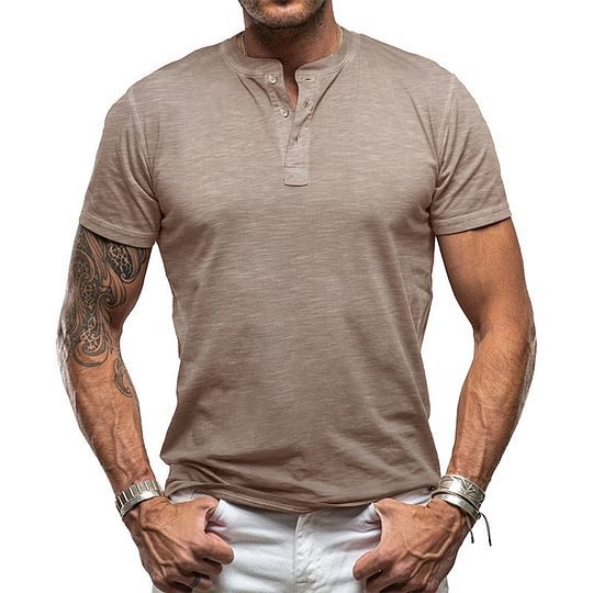 Men's short sleeve shirt with button placket Ivyshape