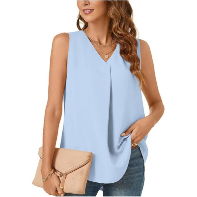 Women's Pleated Chiffon Blouse Ivyshape