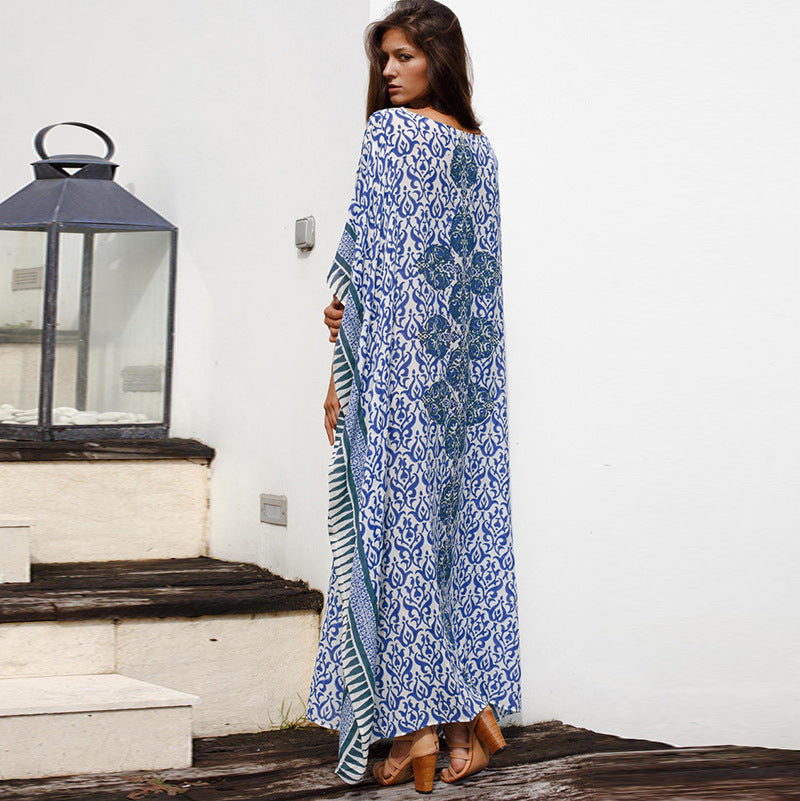 Women's Maxi Beach Dress with Stylish Floral Design and Airy Silhouette Ivyshape
