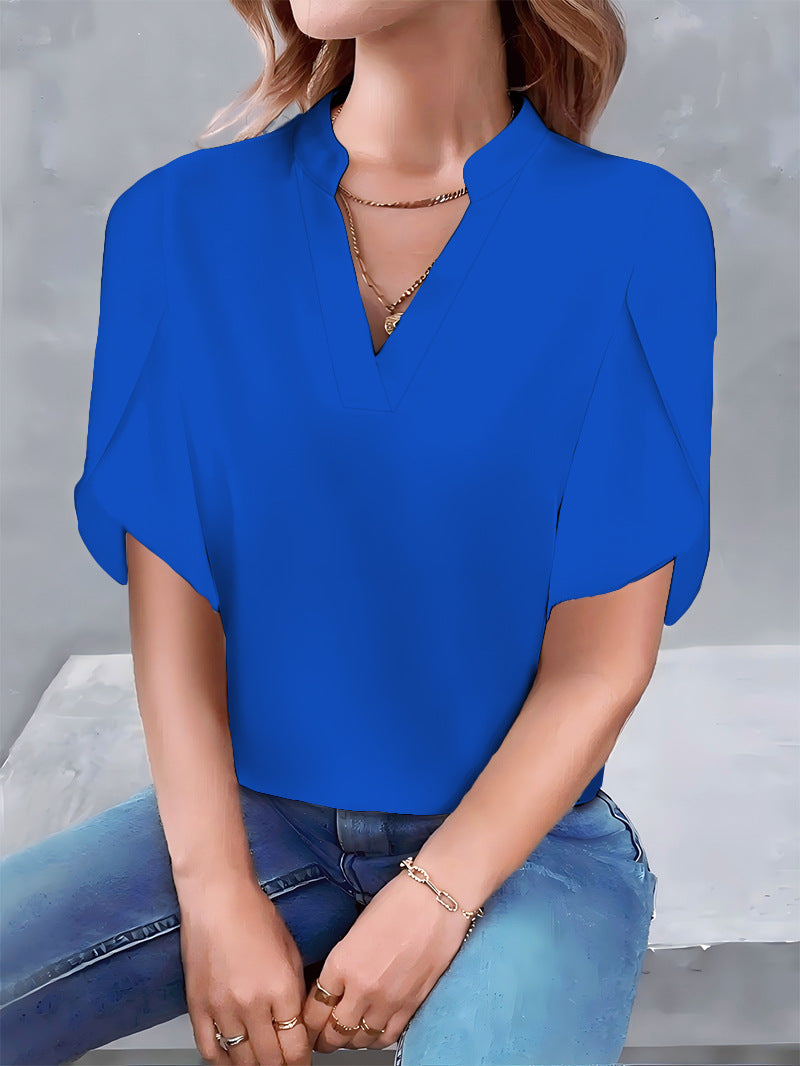 Women's blouse with modern stand-up collar and oversized sleeves Ivyshape