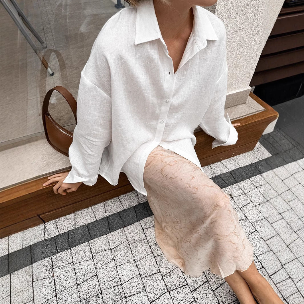 Women's Plus Size Linen Button Shirt Ivyshape