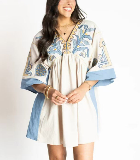 Women embroidered Bohemian Kaftan dress Ivyshape