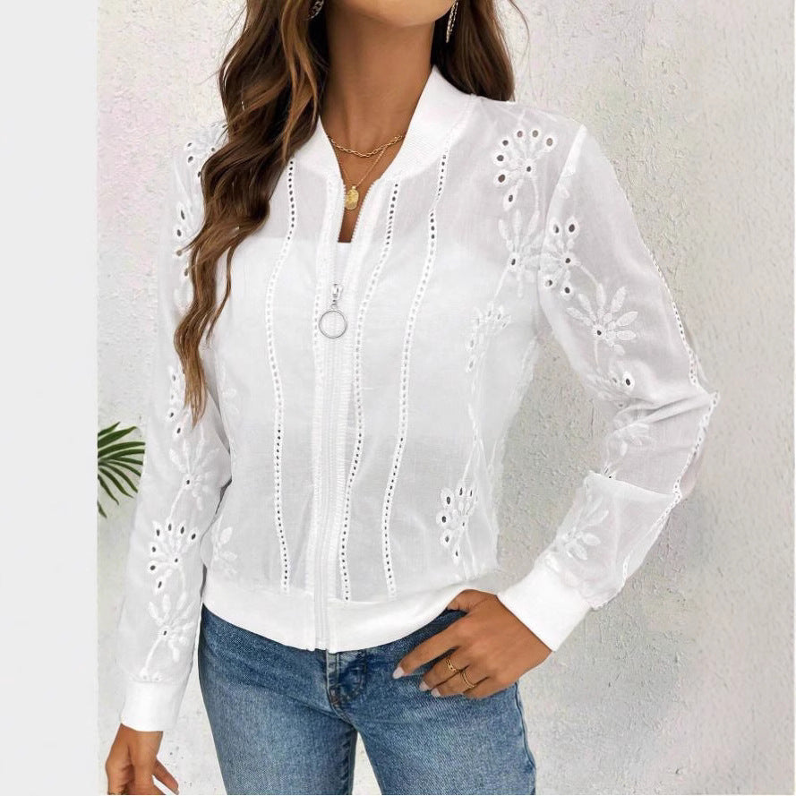 Ladies Embroidered Bomber Jacket Ivyshape