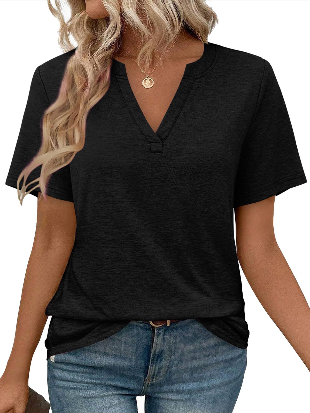 Women V-Neck Casual T-Shirt Ivyshape