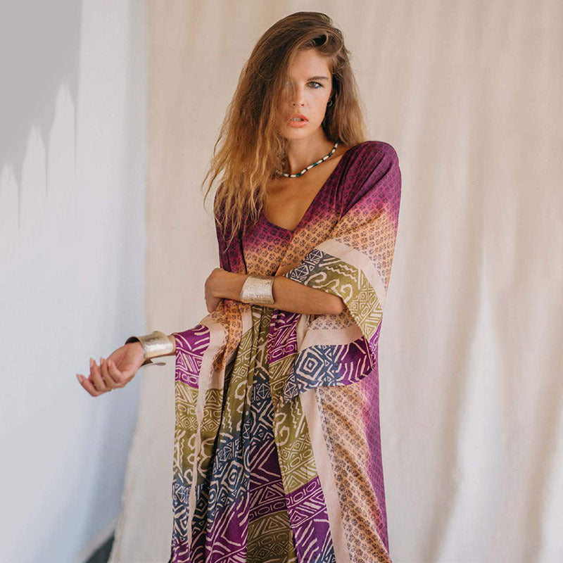 Women Kaftan with innovative geometric pattern and loose fit Ivyshape