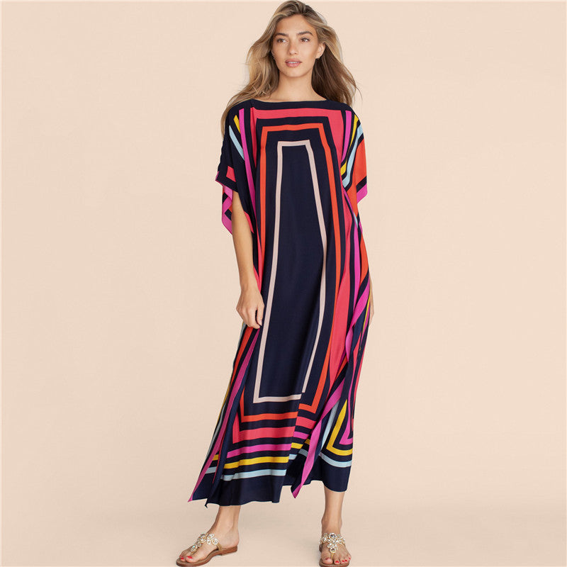 Ladies fashionable kaftan with stylish geometric design Ivyshape