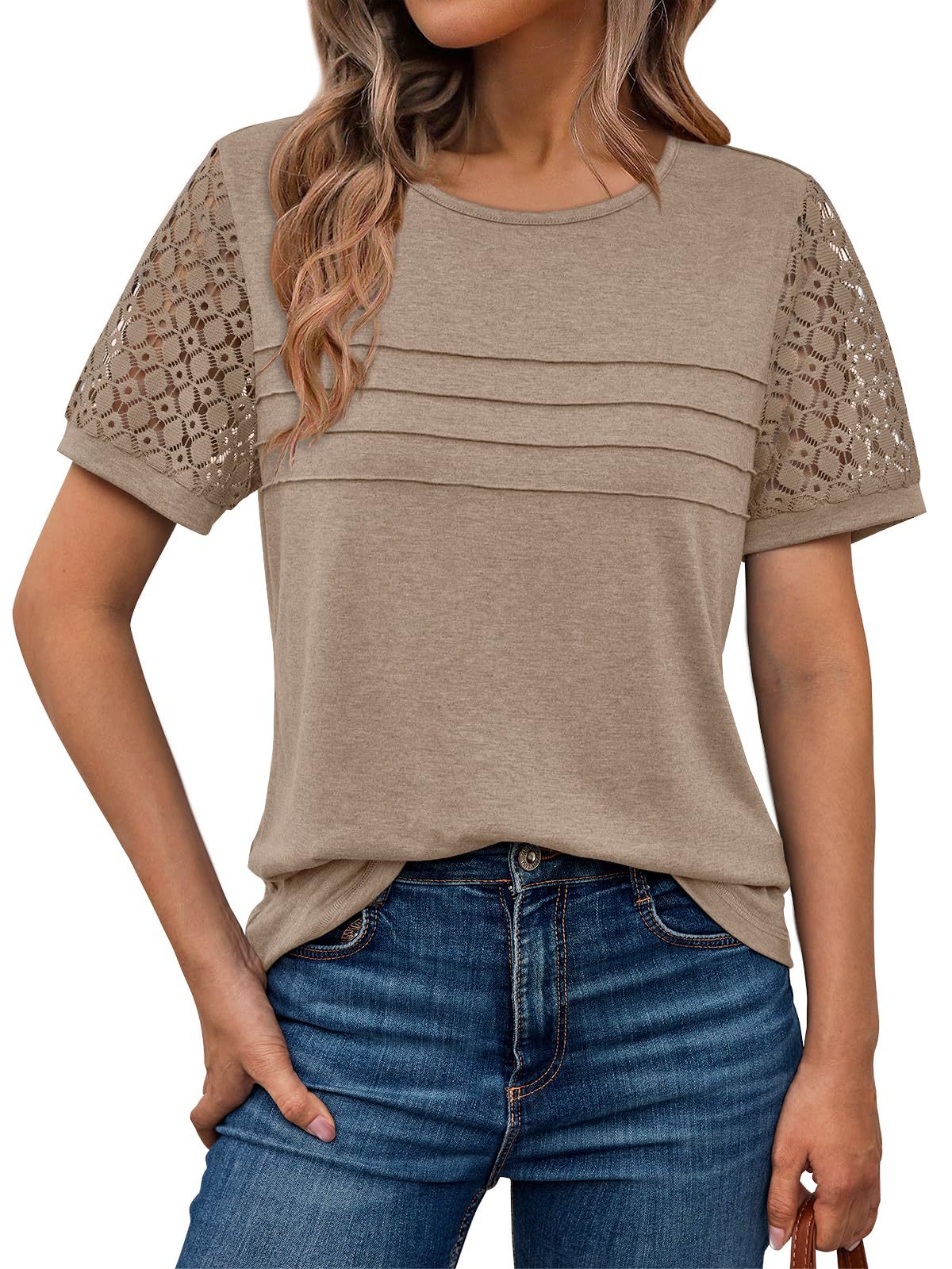 Ladies T-shirt with lace and short sleeves Ivyshape