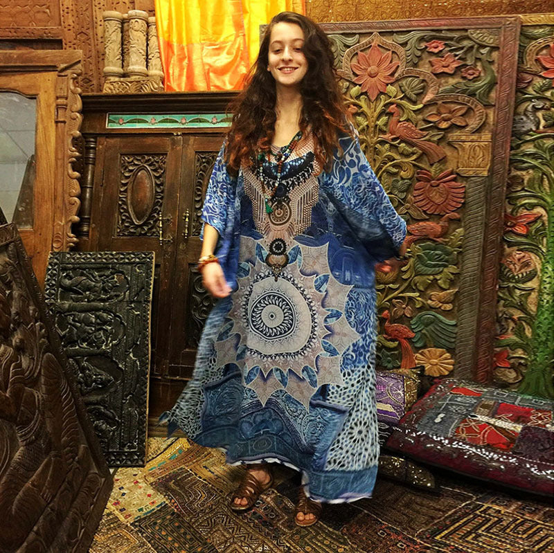 Women's Maxi Kaftan with Unique Mandala Design Ivyshape