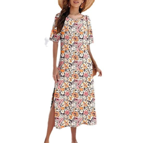 Women's Bohemian Style Maxi Dress with Side Slits Ivyshape
