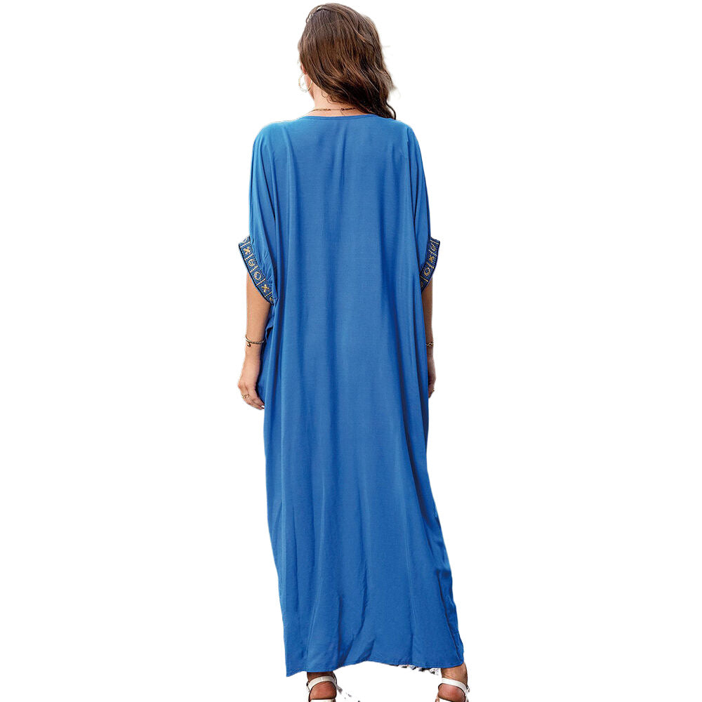 Women's beach kaftan with intricately embroidered decoration Ivyshape