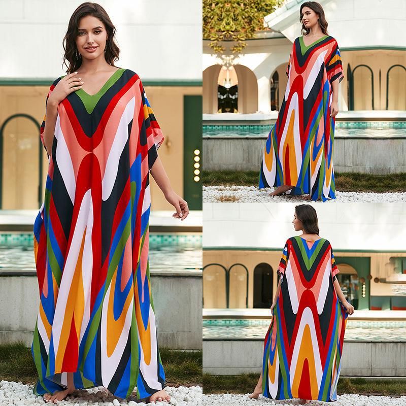 Women's maxi dress with colorful mandala pattern and flowing cut Ivyshape