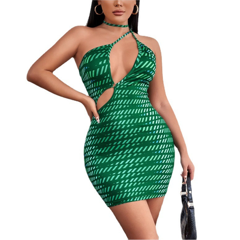 Women’s mini dress with deep V-neck and seductive cut-outs Ivyshape
