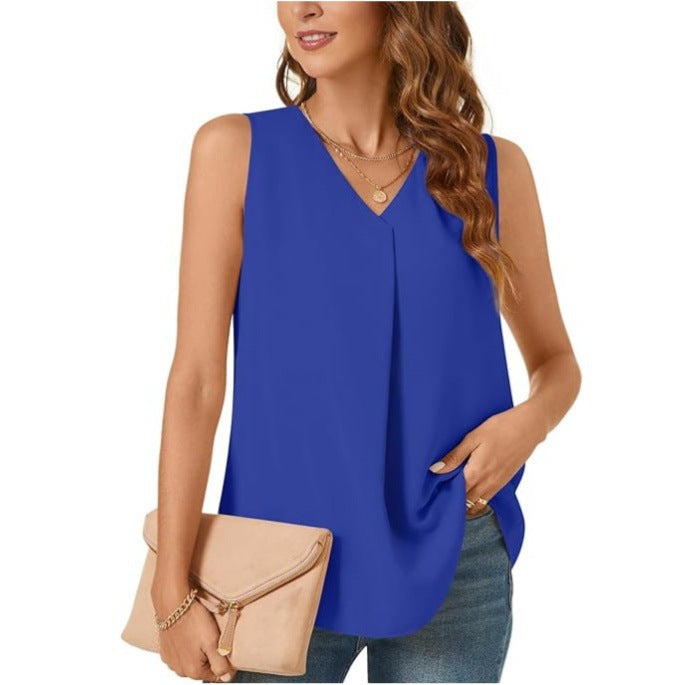 Women's Pleated Chiffon Blouse Ivyshape
