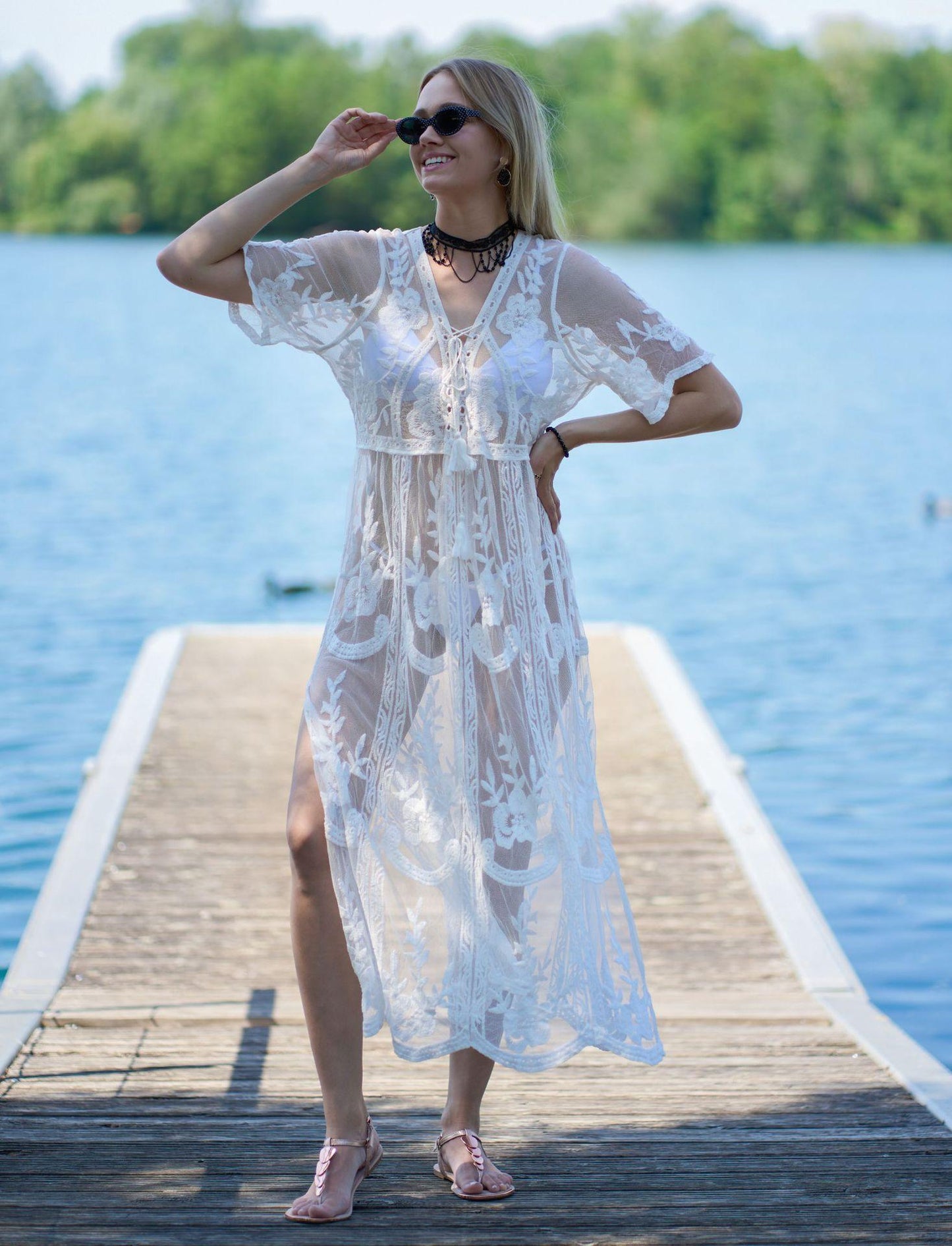 Ladies Lace Kimono with Transparent Elegance Ivyshape