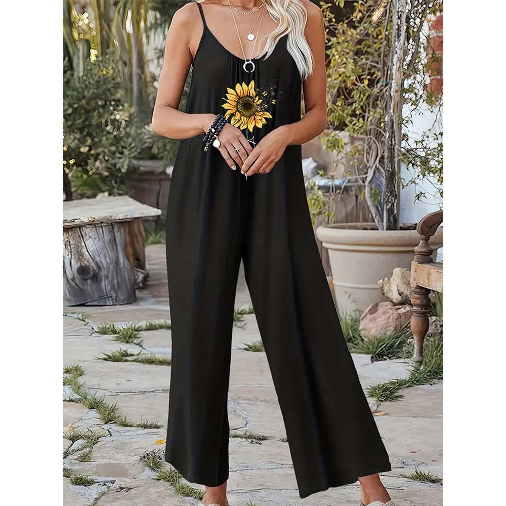 Women's jumpsuit with summery sunflower motif Ivyshape