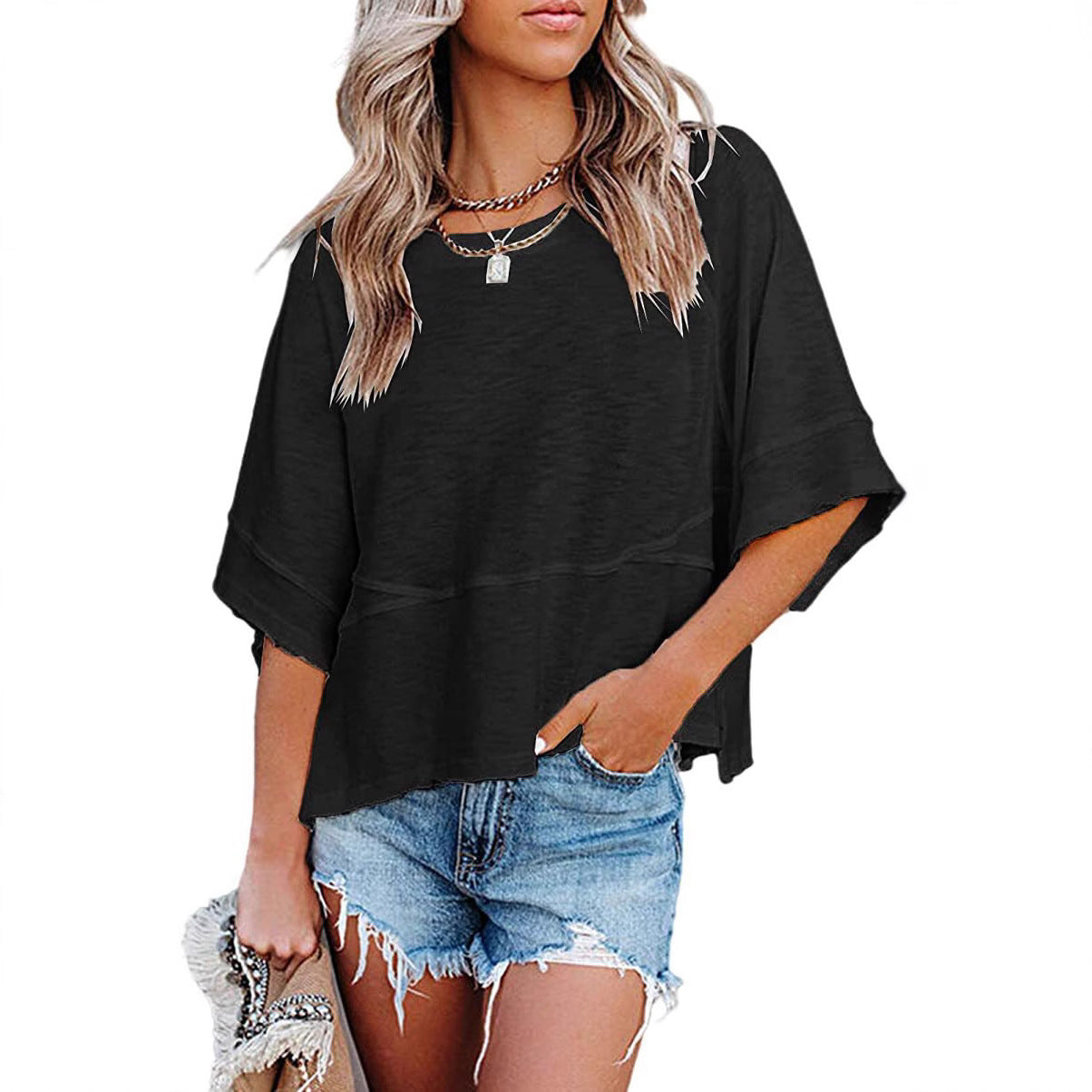 Women's Quarter Sleeve Boxy Top Ivyshape