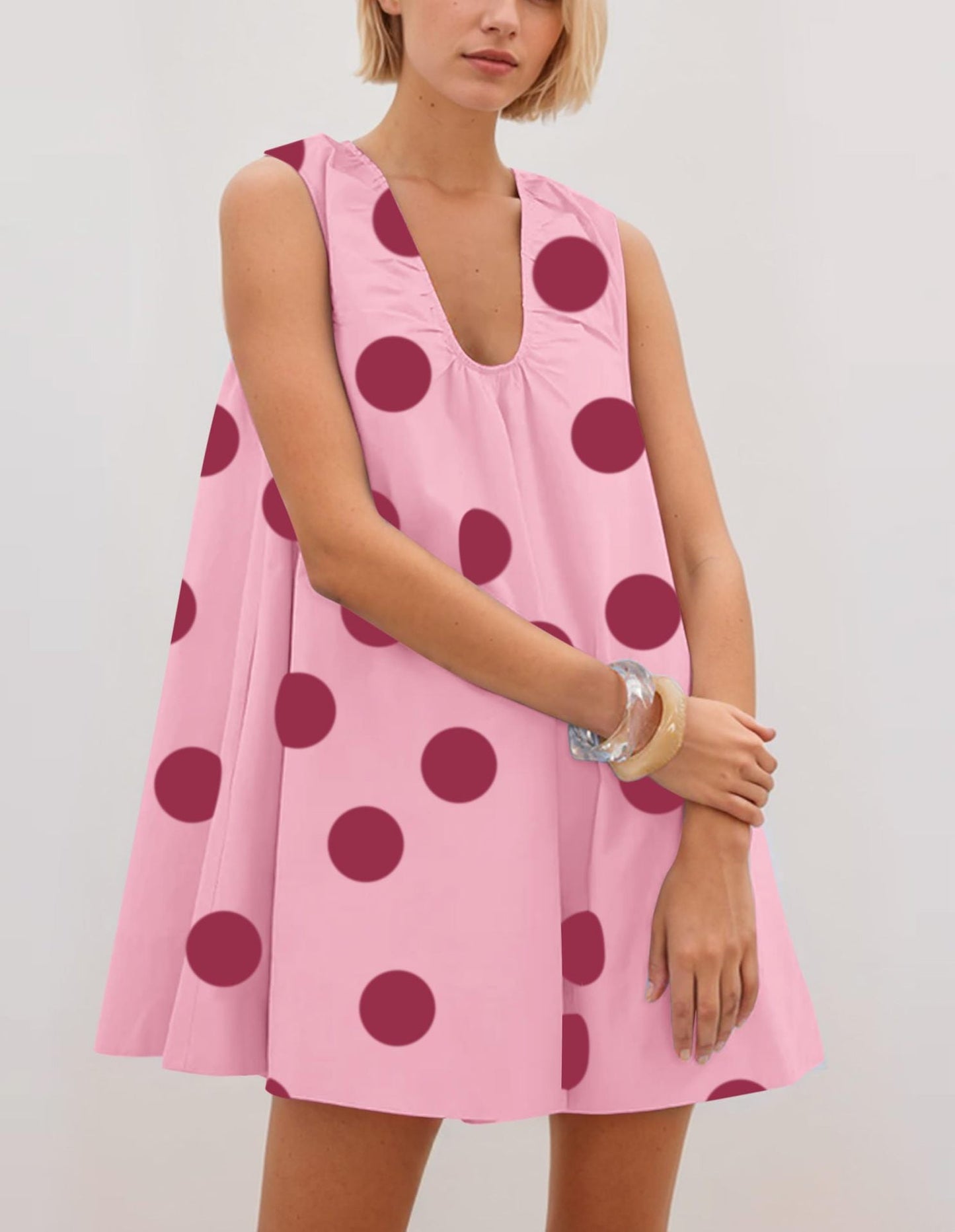 Ladies Polka Dot A-Line Dress Ivyshape