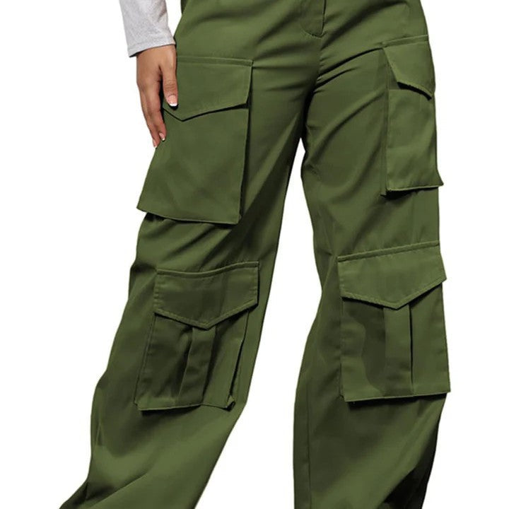 Ladies Stylish Wide Cargo Pants Ivyshape