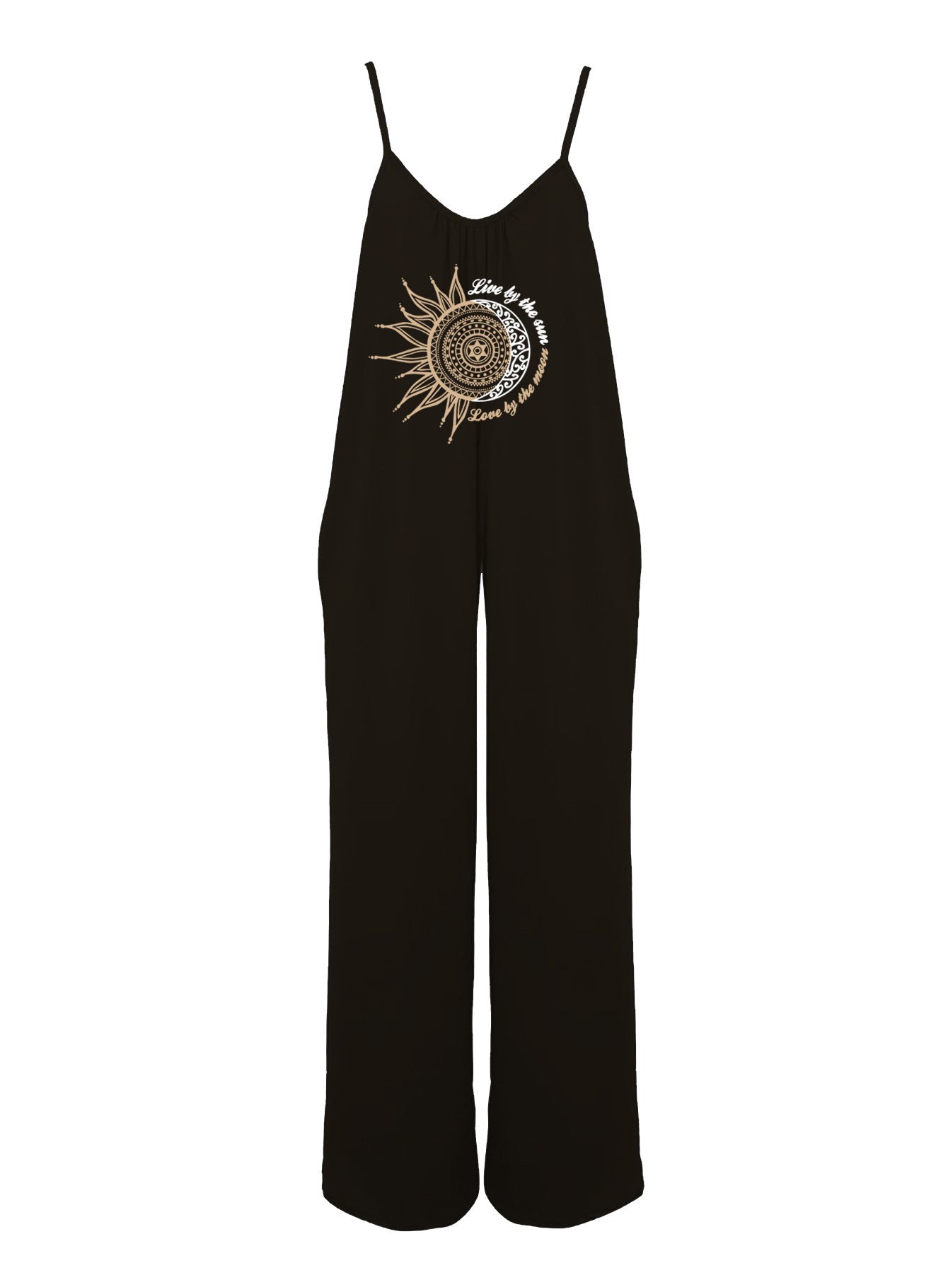 Ladies jumpsuit with decorative sun print Ivyshape