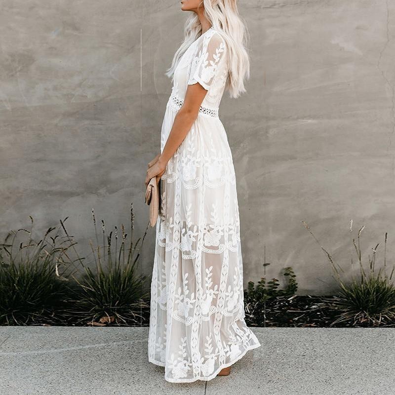 Women Elegant Embroidered Maxi Dress Ivyshape