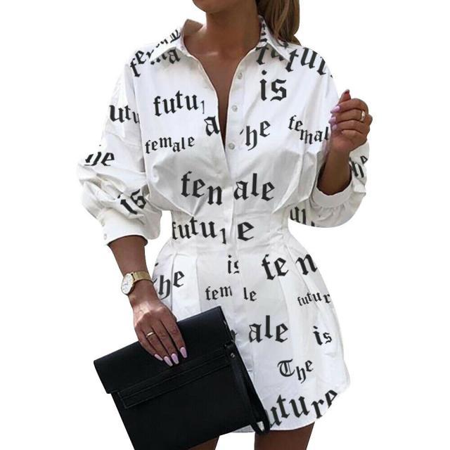Women's Shirt Dress with Statement Print Ivyshape